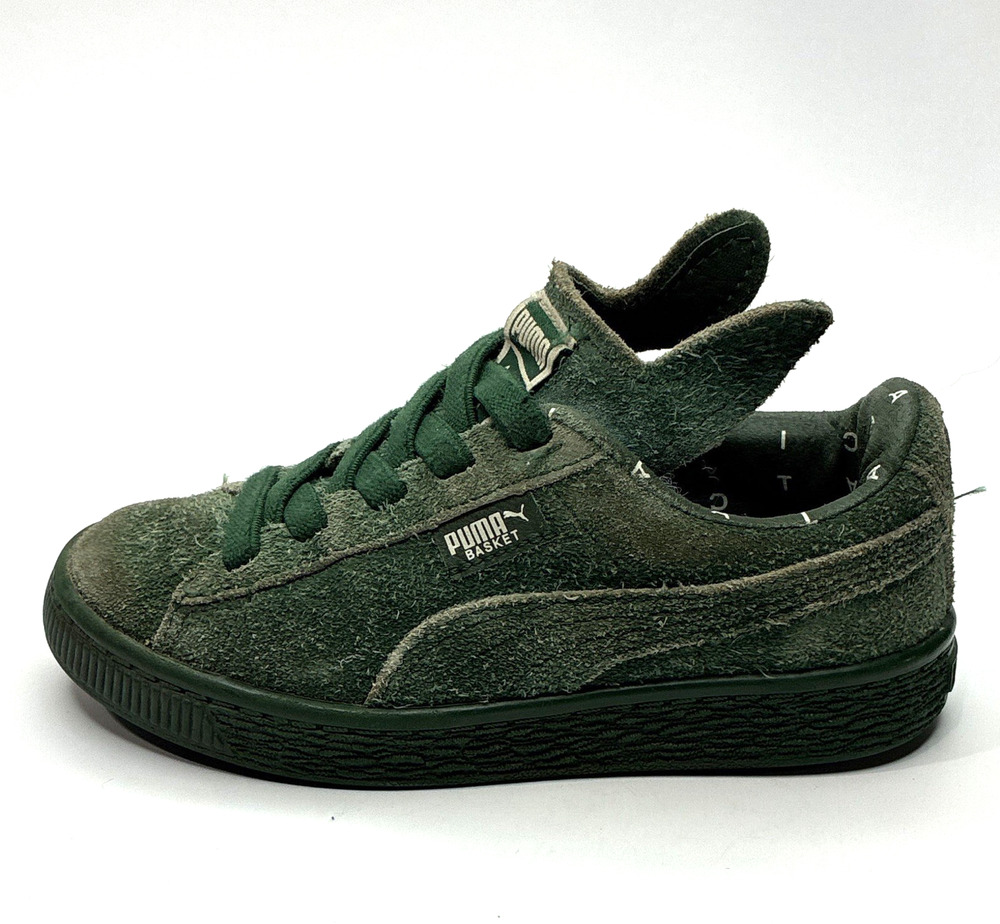 PUMA X Tinycottons Basket Furry Suede Olive Green Sneakers Kids US 11 EU 28 AW17